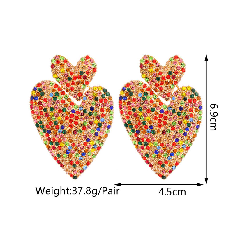 Ztech nagy dupla szív fülbevaló nőknek 9 színű nyilatkozat kiegészítők női pendientes luxus koreai divat ékszerek