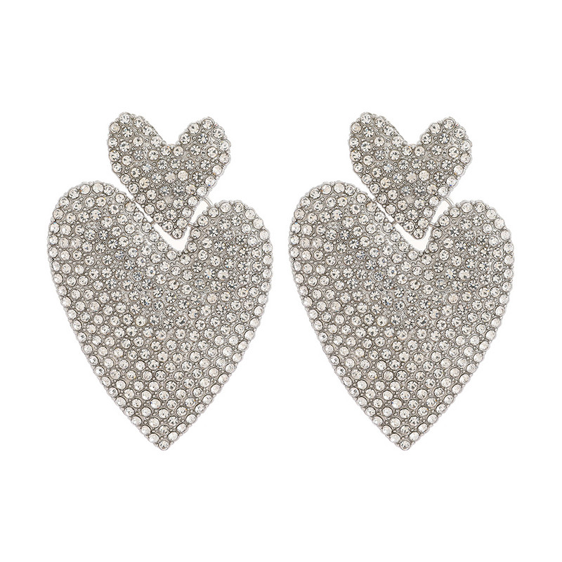 Ztech nagy dupla szív fülbevaló nőknek 9 színű nyilatkozat kiegészítők női pendientes luxus koreai divat ékszerek