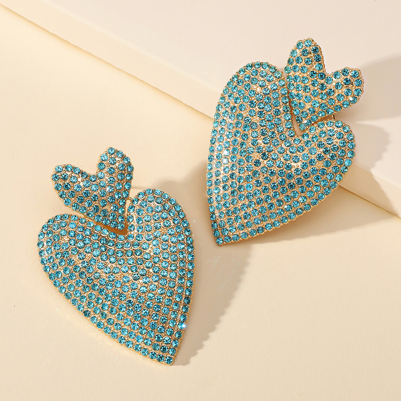 Ztech nagy dupla szív fülbevaló nőknek 9 színű nyilatkozat kiegészítők női pendientes luxus koreai divat ékszerek