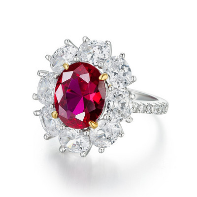 With Certificate Princess Cut 3.2ct Created Blue Sapphire Ring Original Γυναικεία κοσμήματα δαχτυλίδια αρραβώνων σε ασημί χρώμα