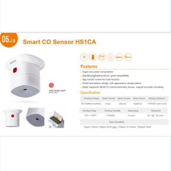 Използване в кухнята Heiman Zigbee3.0 Сензор за въглероден оксид Газ детектор за CO Съвместим със Sonoff USB стикер Deconz и домашен асистент