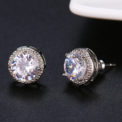 2020-as divatos luxus kerek cirkon női ékszerkészletek ezüst színű kristály fülbevalókkal és nyakláncos esküvői szett bulihoz