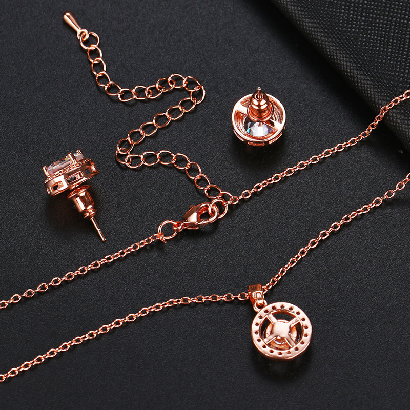 2020-as divatos luxus kerek cirkon női ékszerkészletek ezüst színű kristály fülbevalókkal és nyakláncos esküvői szett bulihoz