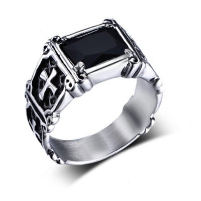 Personalitate la modă rafinat roșu zircon model cruce inel farmecul bărbați petrecere bijuterii accesorii cadou amuletă
