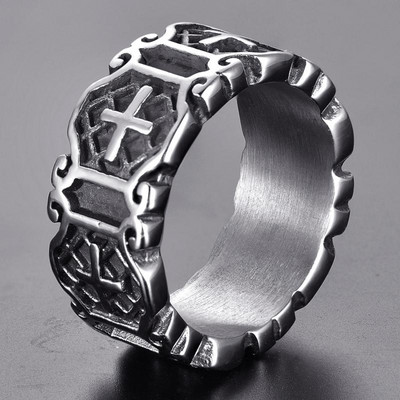 Personalitate la modă rafinat roșu zircon model cruce inel farmecul bărbați petrecere bijuterii accesorii cadou amuletă