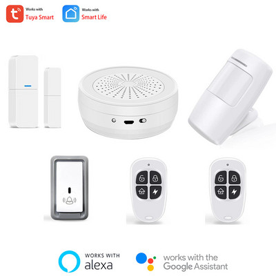Tuya Smart WiFi RF sirēna Alexa Google drošības signalizācijas sistēmas PIR durvju sensors tastatūra durvju zvans ūdens detektors SOS 3MP IP kamera