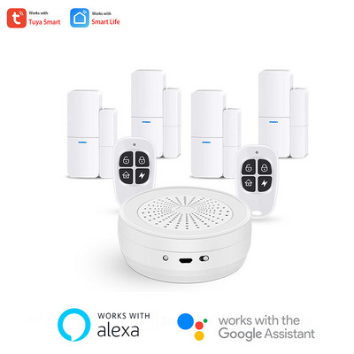 Tuya Smart WiFi RF sirēna Alexa Google drošības signalizācijas sistēmas PIR durvju sensors tastatūra durvju zvans ūdens detektors SOS 3MP IP kamera
