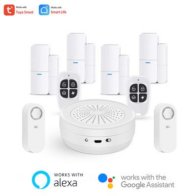 Tuya Smart WiFi RF sirēna Alexa Google drošības signalizācijas sistēmas PIR durvju sensors tastatūra durvju zvans ūdens detektors SOS 3MP IP kamera