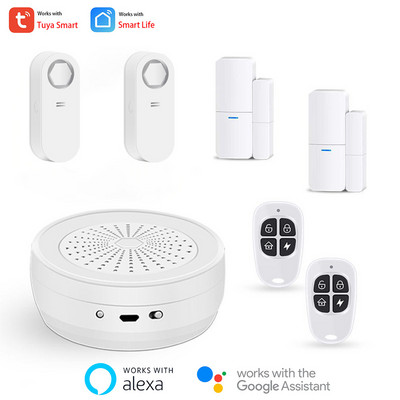 Tuya Smart WiFi RF sirēna Alexa Google drošības signalizācijas sistēmas PIR durvju sensors tastatūra durvju zvans ūdens detektors SOS 3MP IP kamera