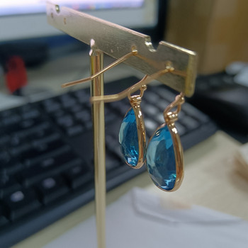 Κλασικά χρυσά σκουλαρίκια σε σχήμα σταγόνας νερού για γυναίκες Μόδα μπλε κυβικά σκουλαρίκια ζιργκόν Vintage κοσμήματα νυφικού γάμου