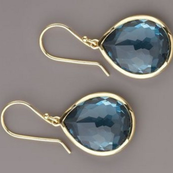 Класически златни обеци с форма на капка вода за жени Модни сини обеци с кубичен цирконий Винтидж булчински сватбени бижута