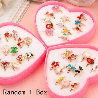 12 aranyos rajzfilm gyerekeknek gyűrűk Koreai Oceano virággal állítható gyermek lányoknak ujjgyűrűk gyerekeknek Kawaii édes ajándékok divat ékszerek