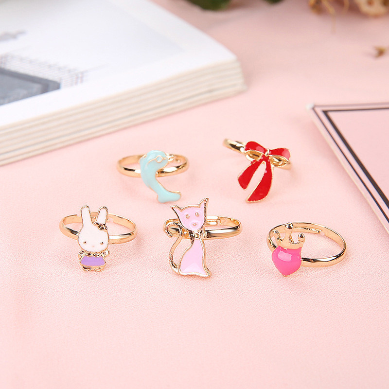 12 aranyos rajzfilm gyerekeknek gyűrűk Koreai Oceano virággal állítható gyermek lányoknak ujjgyűrűk gyerekeknek Kawaii édes ajándékok divat ékszerek