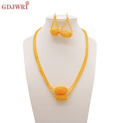 Finom afrikai Dubai arany színű ékszerek nőknek lányoknak menyasszonyi bojt virág medál nyaklánc fülbevaló ékszer szett parti ajándék