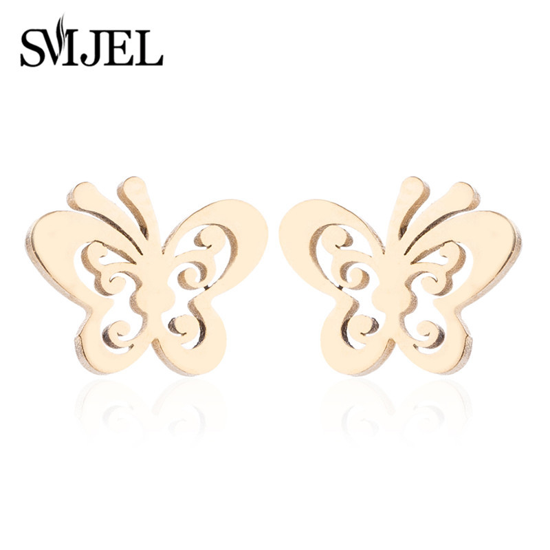 Drăguț colier fluture din oțel inoxidabil Seturi de bijuterii pentru femei Bijoux Animal Fluturi Pandantive Colieri Cercei Laba Cadou pentru copii