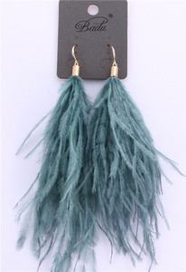 Badu világos toll fülbevaló egyszerűség női hosszú strucc toll szőr 9 szín lógó fülbevaló ékszer Vintage divat karácsony