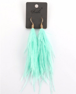 Badu világos toll fülbevaló egyszerűség női hosszú strucc toll szőr 9 szín lógó fülbevaló ékszer Vintage divat karácsony