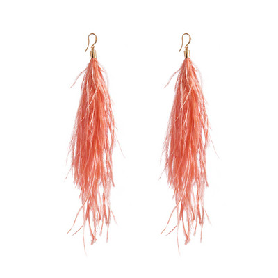 Badu világos toll fülbevaló egyszerűség női hosszú strucc toll szőr 9 szín lógó fülbevaló ékszer Vintage divat karácsony