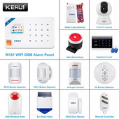 KERU WiFi GSM mājas drošības signalizācijas sistēma Smart Tuya App Control 1,7 collu krāsains ekrāns Saules bezvadu sirēnas infrasarkanā detektora komplekts