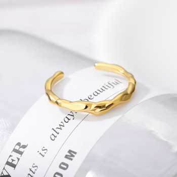 Позлатени неправилни пръстени за жени Регулируем отворен пръстен от неръждаема стомана Тенденция за 2023 годежни сватбени бижута anillos mujer