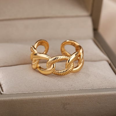 Aranyozott, szabálytalan női gyűrűk, állítható, nyitott rozsdamentes acél gyűrű 2023 trendi eljegyzési esküvői ékszer anillos mujer