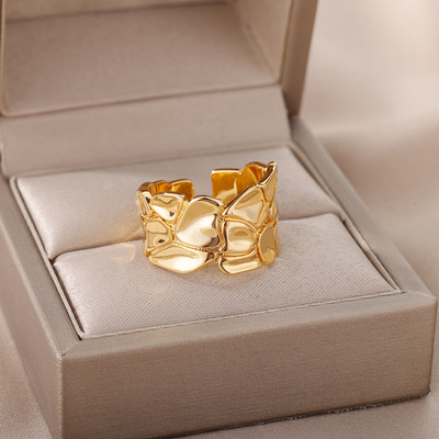 Aranyozott, szabálytalan női gyűrűk, állítható, nyitott rozsdamentes acél gyűrű 2023 trendi eljegyzési esküvői ékszer anillos mujer