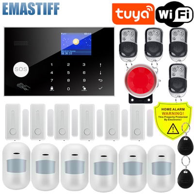 Tuya Smart WiFi GSM Sistem de alarmă de securitate la domiciliu 433MHz Kit de alarmă antiefracție cu fir fără fir funcționează cu telecomandă Alexa Google APP