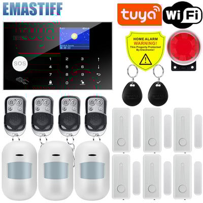 Tuya Smart WiFi GSM Sistem de alarmă de securitate la domiciliu 433MHz Kit de alarmă antiefracție cu fir fără fir funcționează cu telecomandă Alexa Google APP