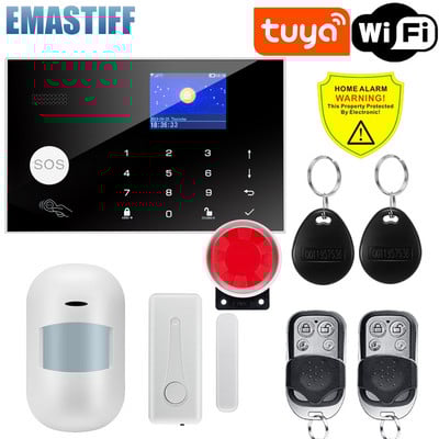 Tuya Smart WiFi GSM Sistem de alarmă de securitate la domiciliu 433MHz Kit de alarmă antiefracție cu fir fără fir funcționează cu telecomandă Alexa Google APP
