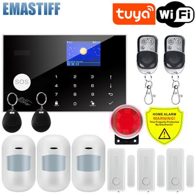 Tuya Smart WiFi GSM Sistem de alarmă de securitate la domiciliu 433MHz Kit de alarmă antiefracție cu fir fără fir funcționează cu telecomandă Alexa Google APP