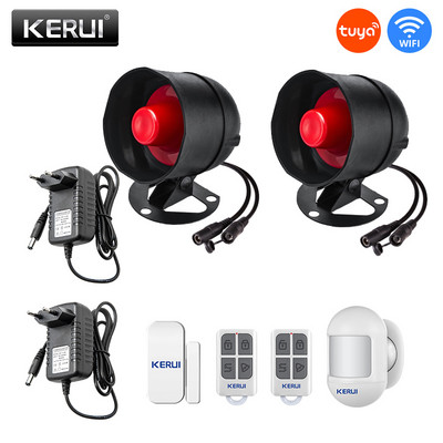 KERUI Tuya WIFI sireeni alarmsüsteemi paigaldamine Lihtne infrapunaanduri ühendus kaugjuhtimispult Kodu turvalisuse kaitsekomplekt