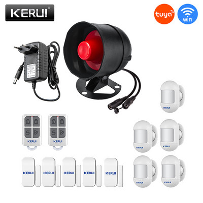 KERUI Tuya WIFI sireeni alarmsüsteemi paigaldamine Lihtne infrapunaanduri ühendus kaugjuhtimispult Kodu turvalisuse kaitsekomplekt