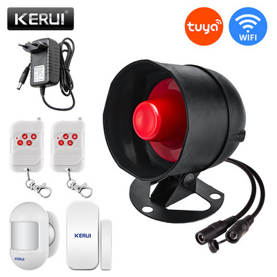KERUI Tuya WIFI sireeni alarmsüsteemi paigaldamine Lihtne infrapunaanduri ühendus kaugjuhtimispult Kodu turvalisuse kaitsekomplekt
