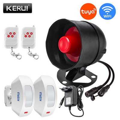 KERUI Tuya WIFI sireeni alarmsüsteemi paigaldamine Lihtne infrapunaanduri ühendus kaugjuhtimispult Kodu turvalisuse kaitsekomplekt