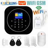 Wifi GSM mājas signalizācijas sistēma IOS Android Tuya APP RFID LCD skārienjutīgā tastatūra 433MHz bezvadu sensoru komplekts Signalizācija 11 valodu pārslēgšanai
