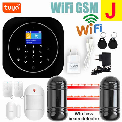 Wifi GSM mājas signalizācijas sistēma IOS Android Tuya APP RFID LCD skārienjutīgā tastatūra 433MHz bezvadu sensoru komplekts Signalizācija 11 valodu pārslēgšanai