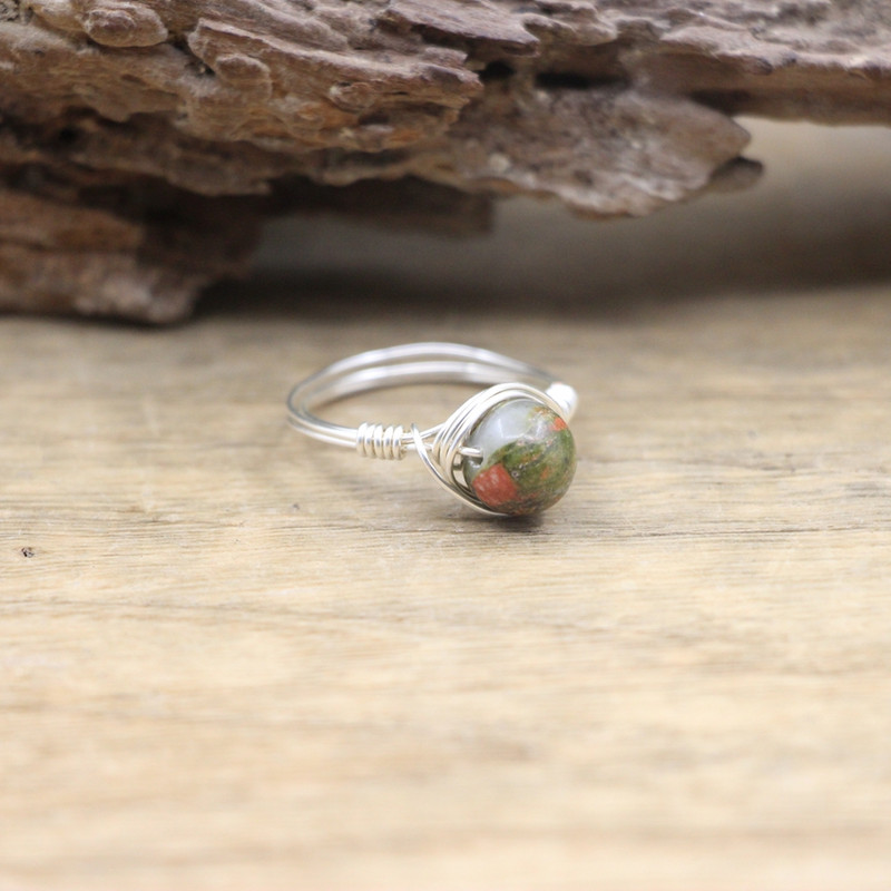 Ezüstös dróttal burkolt kőgyöngyök gyűrűk gyógyító kristály kvarc láva ametisztek kör ujjgyűrűk esküvői ékszerek, QC4094