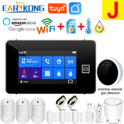 TuyaSmart Wifi GSM alarmni sustav Kućni protuprovalni alarm Temperatura Vlažnost Bežični žičani Touchpad Otisak prsta Alexa Google Home