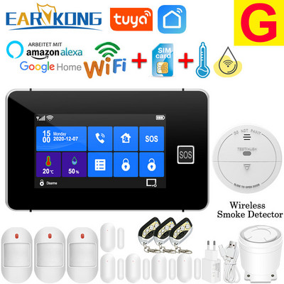 TuyaSmart Wifi GSM alarmni sustav Kućni protuprovalni alarm Temperatura Vlažnost Bežični žičani Touchpad Otisak prsta Alexa Google Home