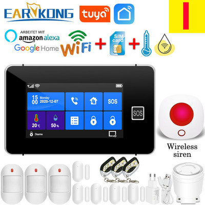 TuyaSmart Wifi GSM alarmni sustav Kućni protuprovalni alarm Temperatura Vlažnost Bežični žičani Touchpad Otisak prsta Alexa Google Home