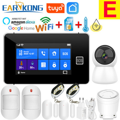 TuyaSmart Wifi GSM alarmni sustav Kućni protuprovalni alarm Temperatura Vlažnost Bežični žičani Touchpad Otisak prsta Alexa Google Home