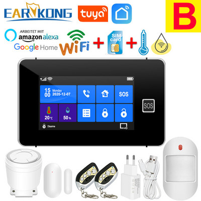 TuyaSmart Wifi GSM alarmni sustav Kućni protuprovalni alarm Temperatura Vlažnost Bežični žičani Touchpad Otisak prsta Alexa Google Home