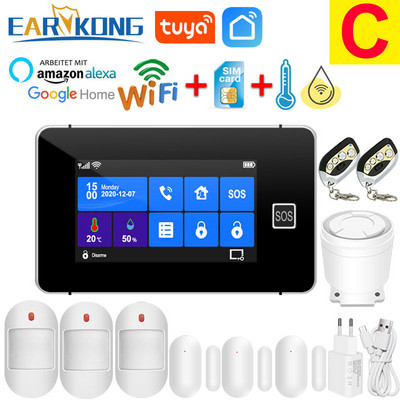 TuyaSmart Wifi GSM alarmni sustav Kućni protuprovalni alarm Temperatura Vlažnost Bežični žičani Touchpad Otisak prsta Alexa Google Home