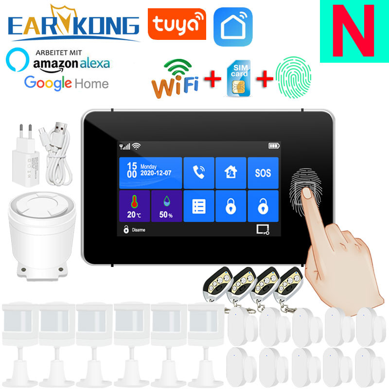 TuyaSmart Wifi GSM alarmni sustav Kućni protuprovalni alarm Temperatura Vlažnost Bežični žičani Touchpad Otisak prsta Alexa Google Home
