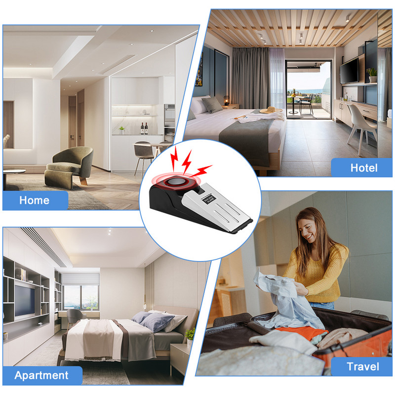 Elecpow 125dB protuprovalni alarm za zaustavljanje vrata Prijenosni osobni obrambeni alarm Zatvarač vrata Podni klin Sigurnosna zaštita za zaustavljanje vrata