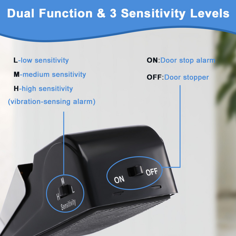 Elecpow 125dB protuprovalni alarm za zaustavljanje vrata Prijenosni osobni obrambeni alarm Zatvarač vrata Podni klin Sigurnosna zaštita za zaustavljanje vrata
