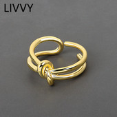 LIVVY Inel de deschidere gol de culoare argintie pentru femei de modă nuntă accesorii clasice de bijuterii fine Tendință 2021