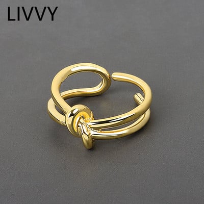 LIVVY Strieborný farebný dutý otvárací prsteň pre ženy, módne svadobné klasické jemné šperky, doplnky, trend 2021