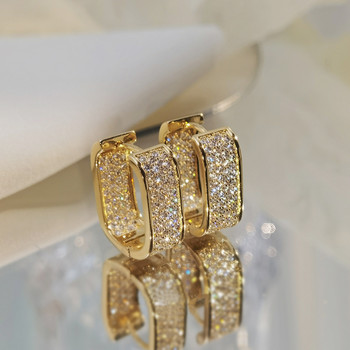 Huitan Bling Bling CZ Hoop Earrings for Women Луксозни златни/сребърни модни дамски обеци Drop Ship Jewelry