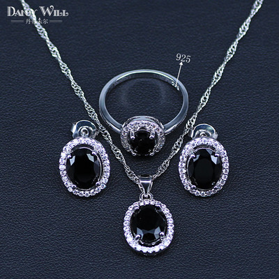 Seturi de bijuterii de culoare argintiu, cu șampanie, lumină naturală, pentru femei, cercei/pandavant/colier/inele de nuntă